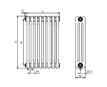 Стальной трубчатый радиатор RIFAR TUBOG TUB 3180-08-DV1-AN (Антрацит)