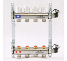 Коллекторная группа из нержавеющей стали с регулировочными и термостатическими вентилями UNI-FITT 1"x3/4"ЕК 4 выхода