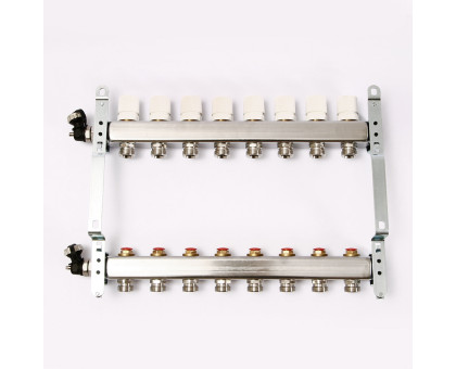 Коллекторная группа из нержавеющей стали с регулировочными и термостатическими вентилями UNI-FITT 1"x3/4"ЕК 8 выходов