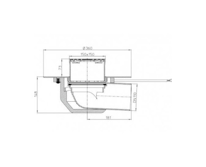 Кровельная воронка Hutterer & Lechner с электрообогревом, для ПП-мембран, гор. выпуск, DN 110