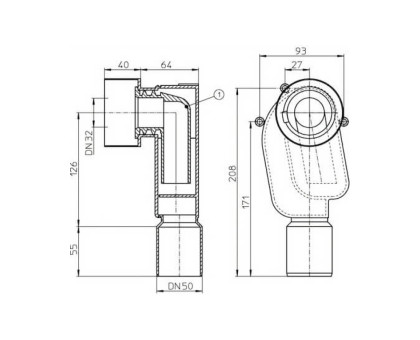 Встраиваемый сифон Hutterer & Lechner, DN 50