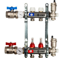 Коллектор из нержавеющей стали Stout в сборе с расходомерами 2 вых.