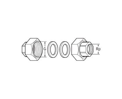 Детали присоединительные латунь Ду15 G 1"xRp 1/2" ВР (комплект) для циркуляционных насосов Wilo 112047092